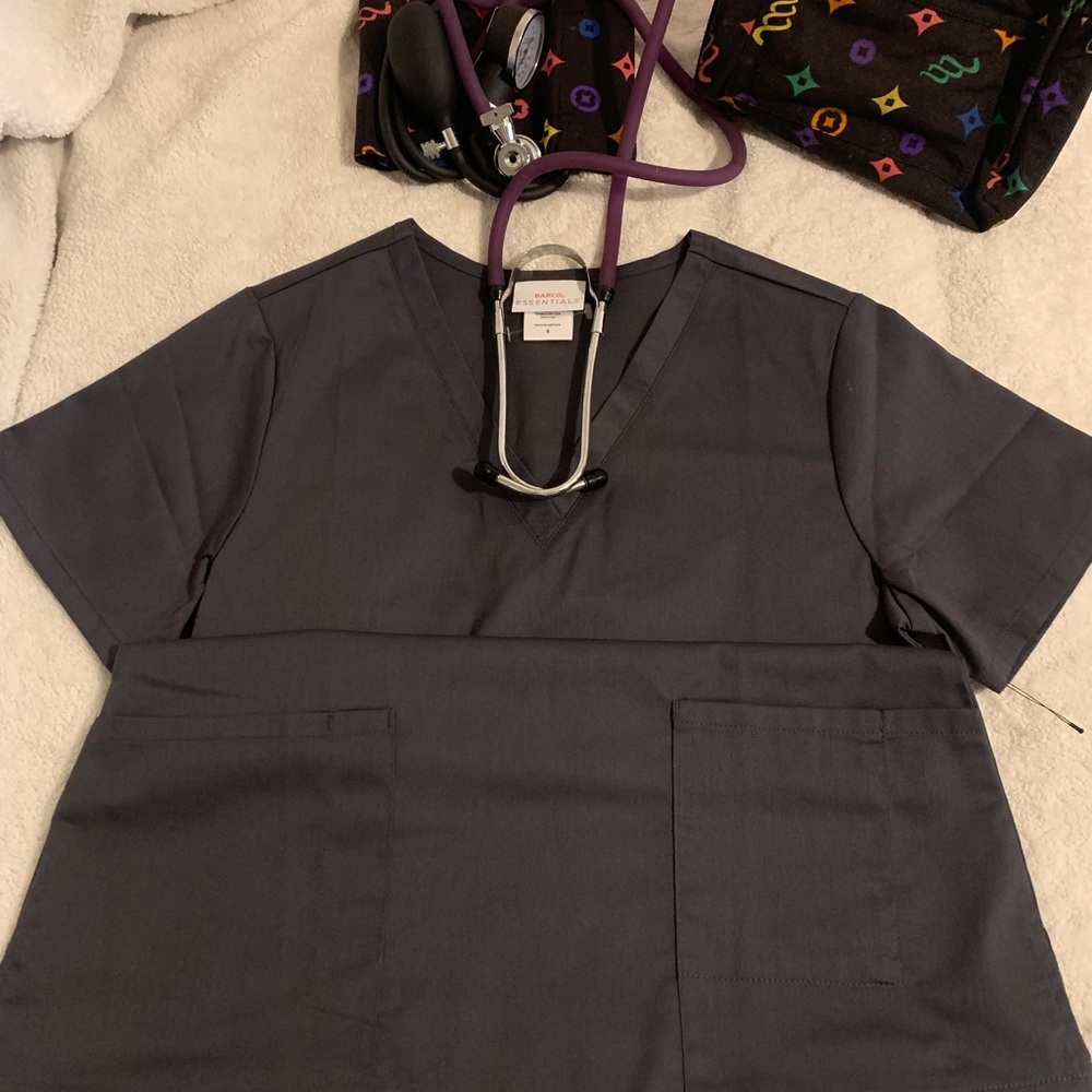 Barco Uniforms Gray Women's Top NURSING SCRUBS
